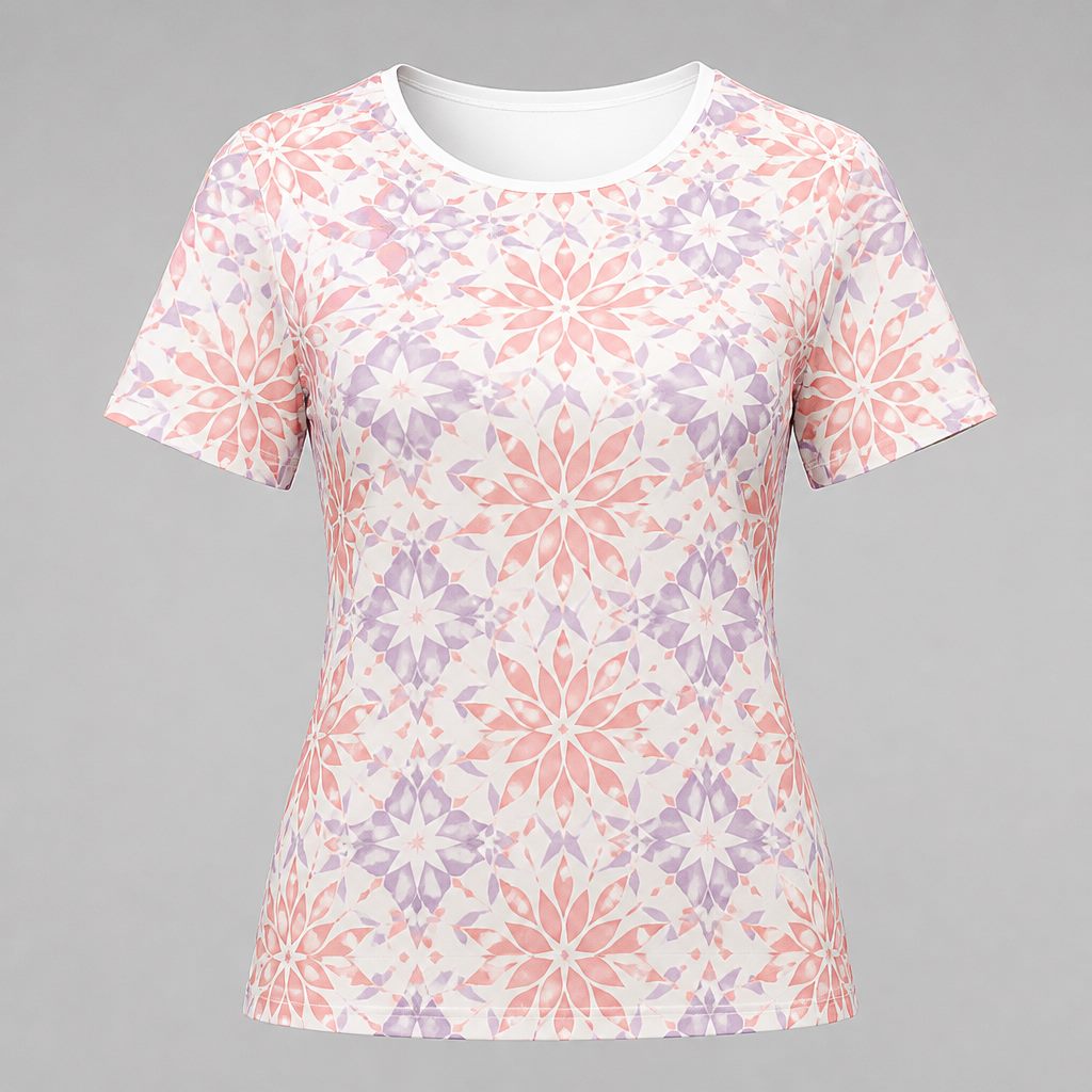Unisex tee mockup with a seamless print on the front