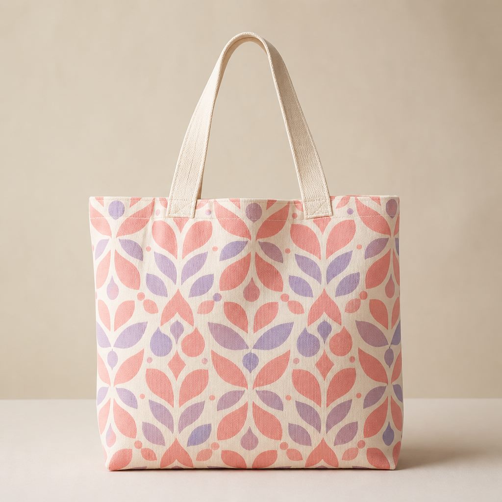 Tote bag mockup with a seamless pattern on the canvas body